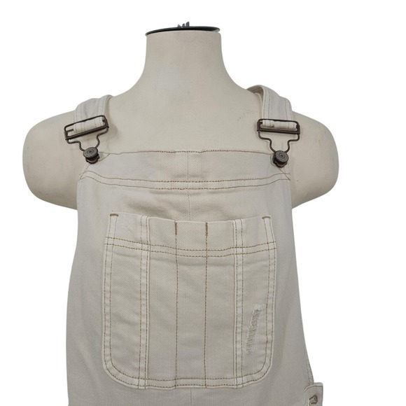 Judy Blue‎ Overalls Womens Large Ecru Garment Dyed Shortalls Distressed Denim - Picture 2 of 11